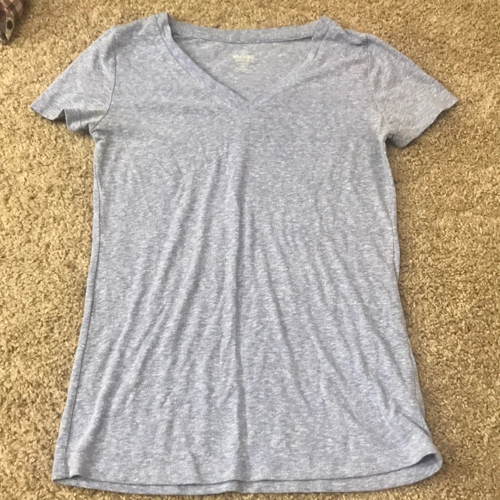Purple and white V neck top
